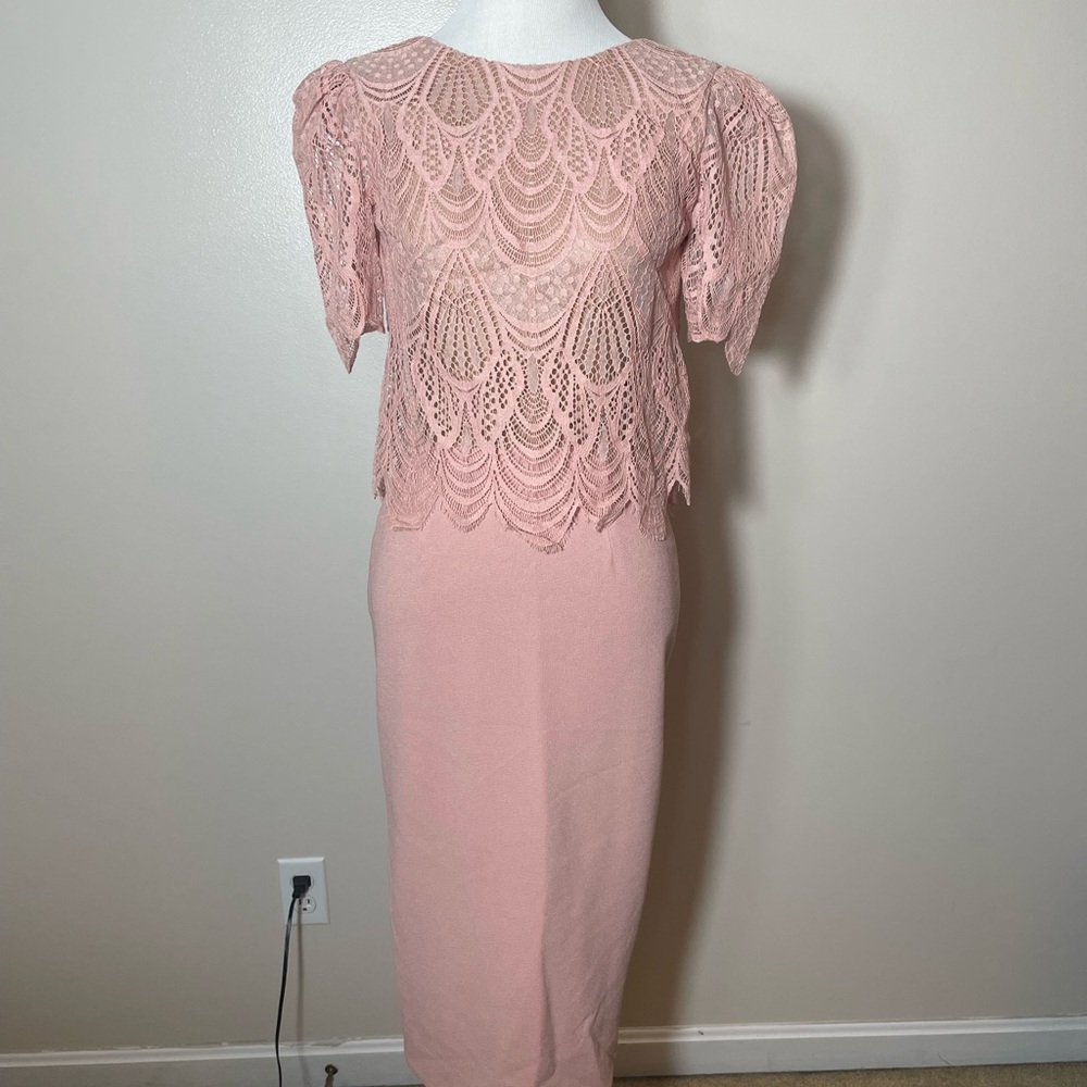 NWT Dress the Population Blush Lace Dress - Size Small